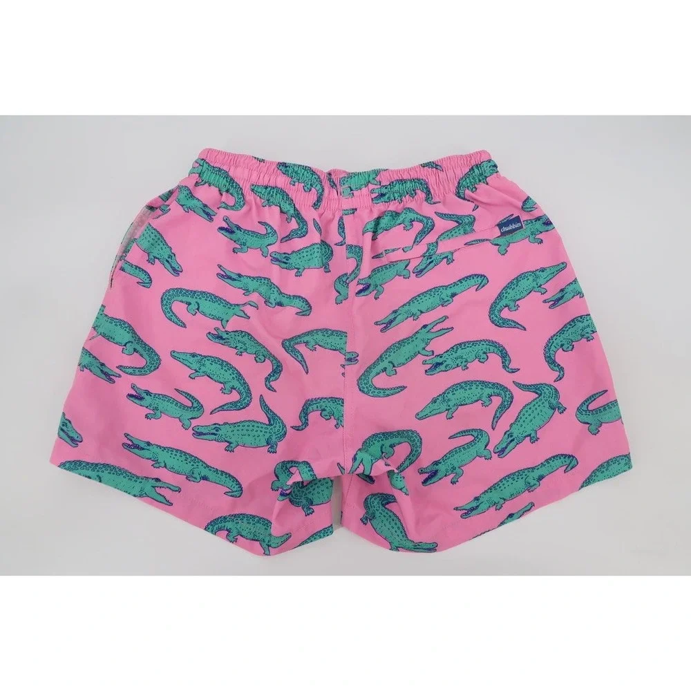 Chubbies The Glades Swim Trunks Mens Medium Pink Alligator Print 5.5